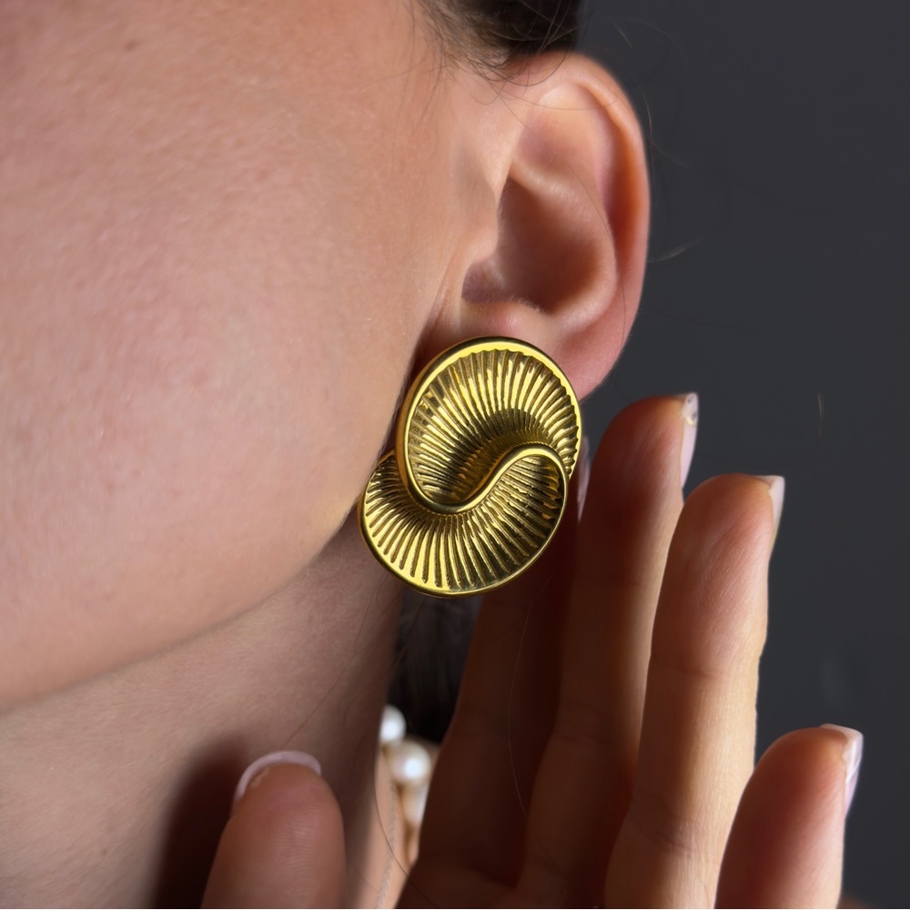 New Golden Spiral Studs - Picture 2 of 7